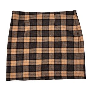 Venezia Jeans Women's 18 Plaid Wool Blend Skirt Brown Black Check Classic Fall